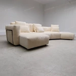 Modern Curved Modular Sectional Sofa with Premium Chenille Fabric & Matte Black Metal Accents